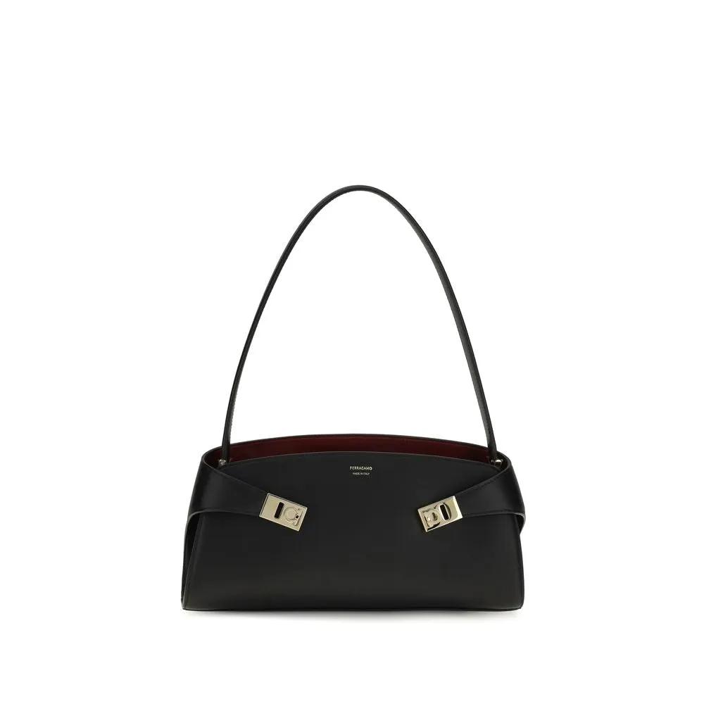 Ferragamo Sample Sale | Ferragamo Black Calf Leather Bos Taurus Shoulder Bag - | Designer outlet