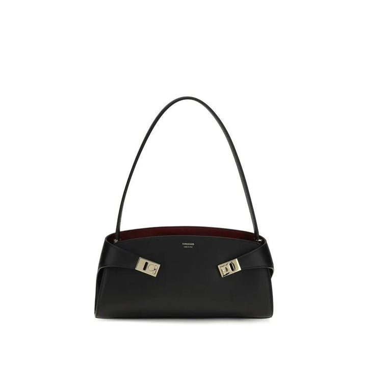 Ferragamo Sample Sale | Ferragamo Black Calf Leather Bos Taurus Shoulder Bag - | Designer outlet