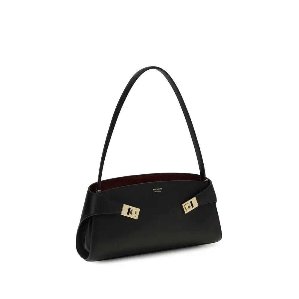 Ferragamo Sample Sale | Ferragamo Black Calf Leather Bos Taurus Shoulder Bag - | Designer outlet