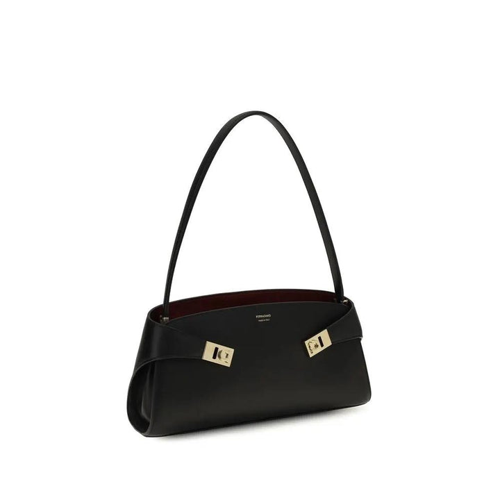 Ferragamo Sample Sale | Ferragamo Black Calf Leather Bos Taurus Shoulder Bag - | Designer outlet