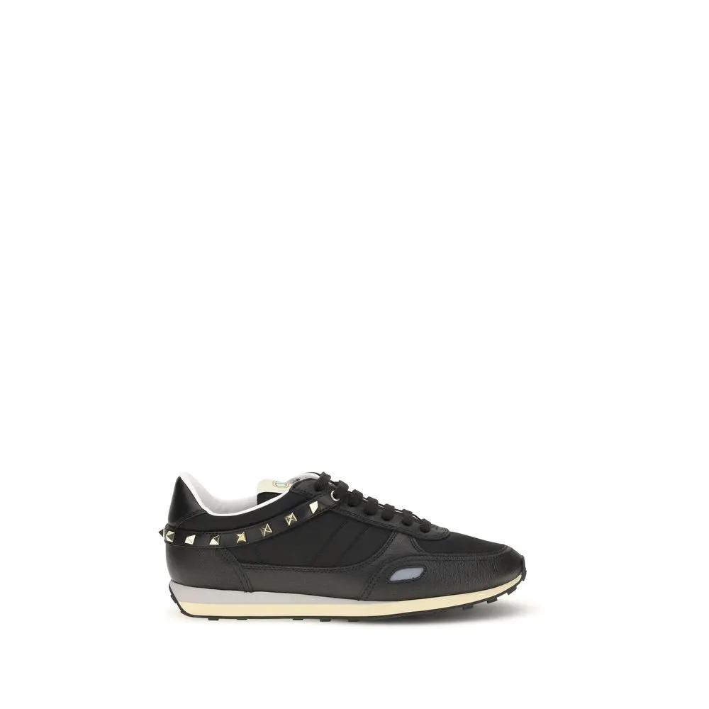 Valentino Garavani Sample Sale | Valentino Garavani Black Calf Leather Bos Taurus Athletic Sneakers - | Designer outlet