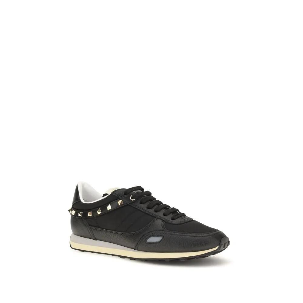 Valentino Garavani Sample Sale | Valentino Garavani Black Calf Leather Bos Taurus Athletic Sneakers - | Designer outlet