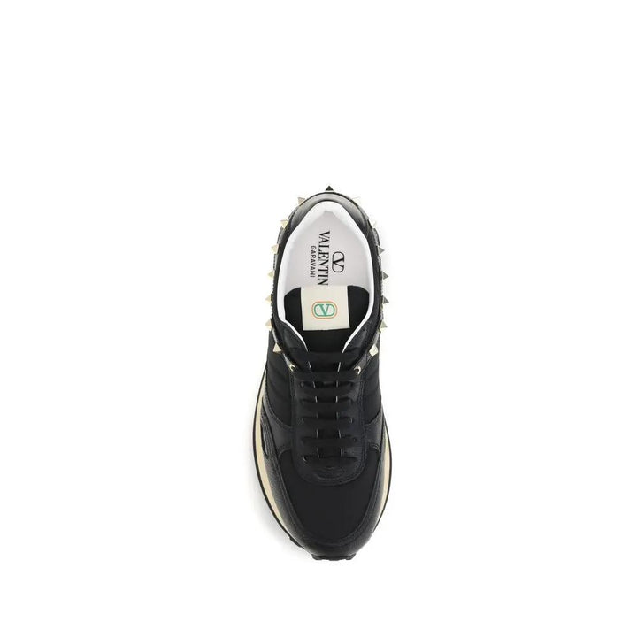 Valentino Garavani Sample Sale | Valentino Garavani Black Calf Leather Bos Taurus Athletic Sneakers - | Designer outlet