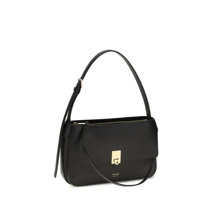 Ferragamo Sample Sale | Ferragamo Black Calf Leather Bos Taurus Shoulder Bag - | Designer outlet