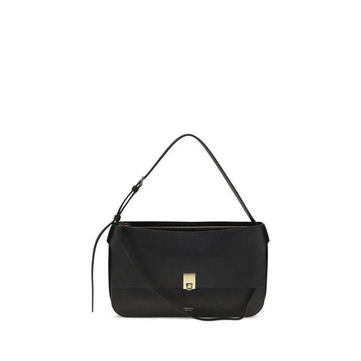 Ferragamo Sample Sale | Ferragamo Black Calf Leather Bos Taurus Shoulder Bag - | Designer outlet