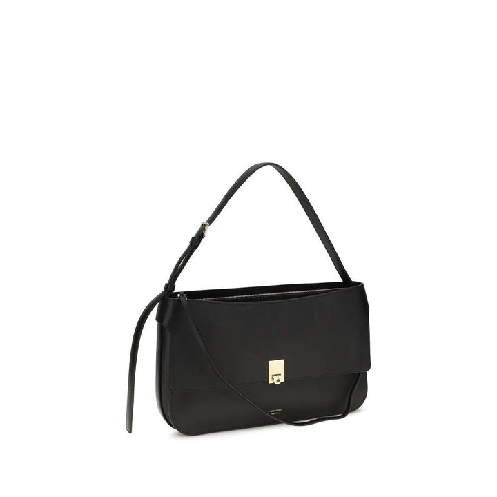 Ferragamo Sample Sale | Ferragamo Black Calf Leather Bos Taurus Shoulder Bag - | Designer outlet