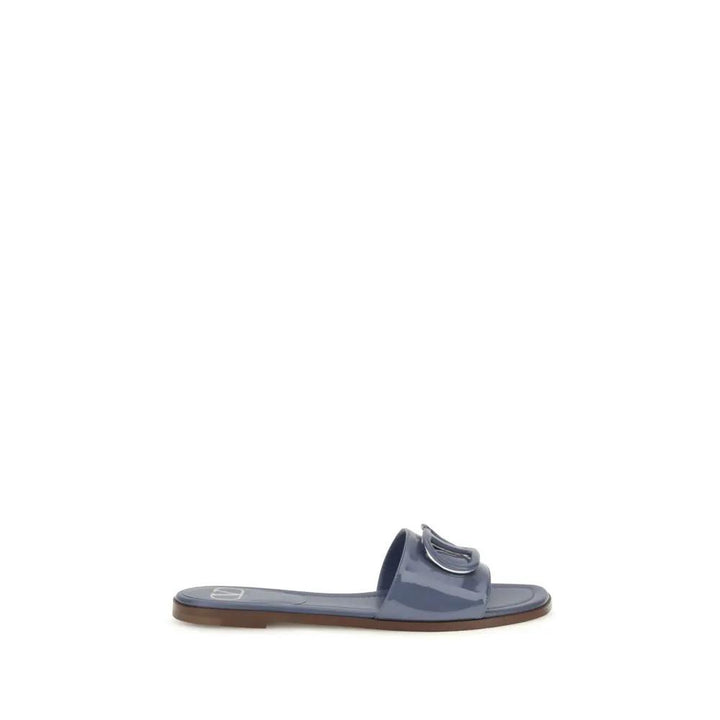 Valentino Garavani Sample Sale | Valentino Garavani Blue Calf Leather Bos Taurus Flat Sandals - | Designer outlet
