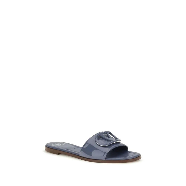 Valentino Garavani Sample Sale | Valentino Garavani Blue Calf Leather Bos Taurus Flat Sandals - | Designer outlet