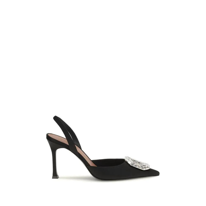 Amina Muaddi Sample Sale | Amina Muaddi Black Satin High Heel Pumps - | Designer outlet