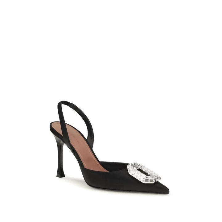 Amina Muaddi Sample Sale | Amina Muaddi Black Satin High Heel Pumps - | Designer outlet
