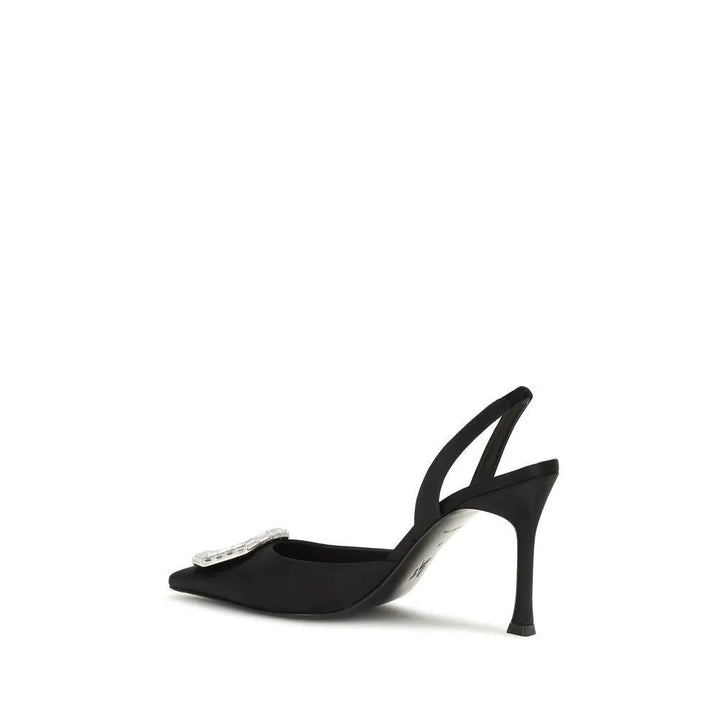 Amina Muaddi Sample Sale | Amina Muaddi Black Satin High Heel Pumps - | Designer outlet