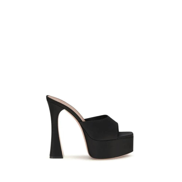 Amina Muaddi Sample Sale | Amina Muaddi Black Calf Leather Bos Taurus Platform Sandals - | Designer outlet