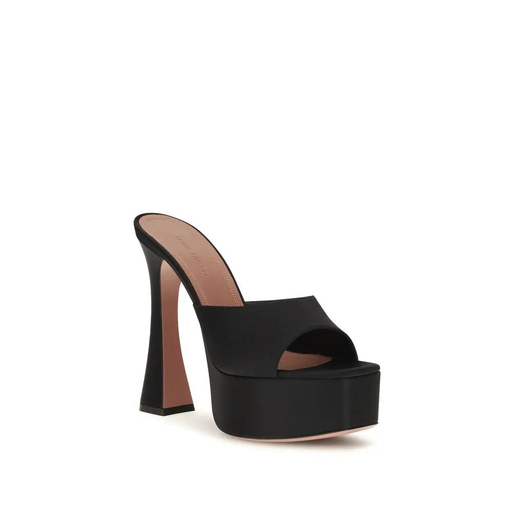 Amina Muaddi Sample Sale | Amina Muaddi Black Calf Leather Bos Taurus Platform Sandals - | Designer outlet