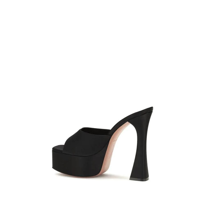 Amina Muaddi Sample Sale | Amina Muaddi Black Calf Leather Bos Taurus Platform Sandals - | Designer outlet