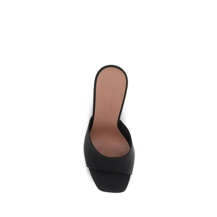 Amina Muaddi Sample Sale | Amina Muaddi Black Calf Leather Bos Taurus Platform Sandals - | Designer outlet