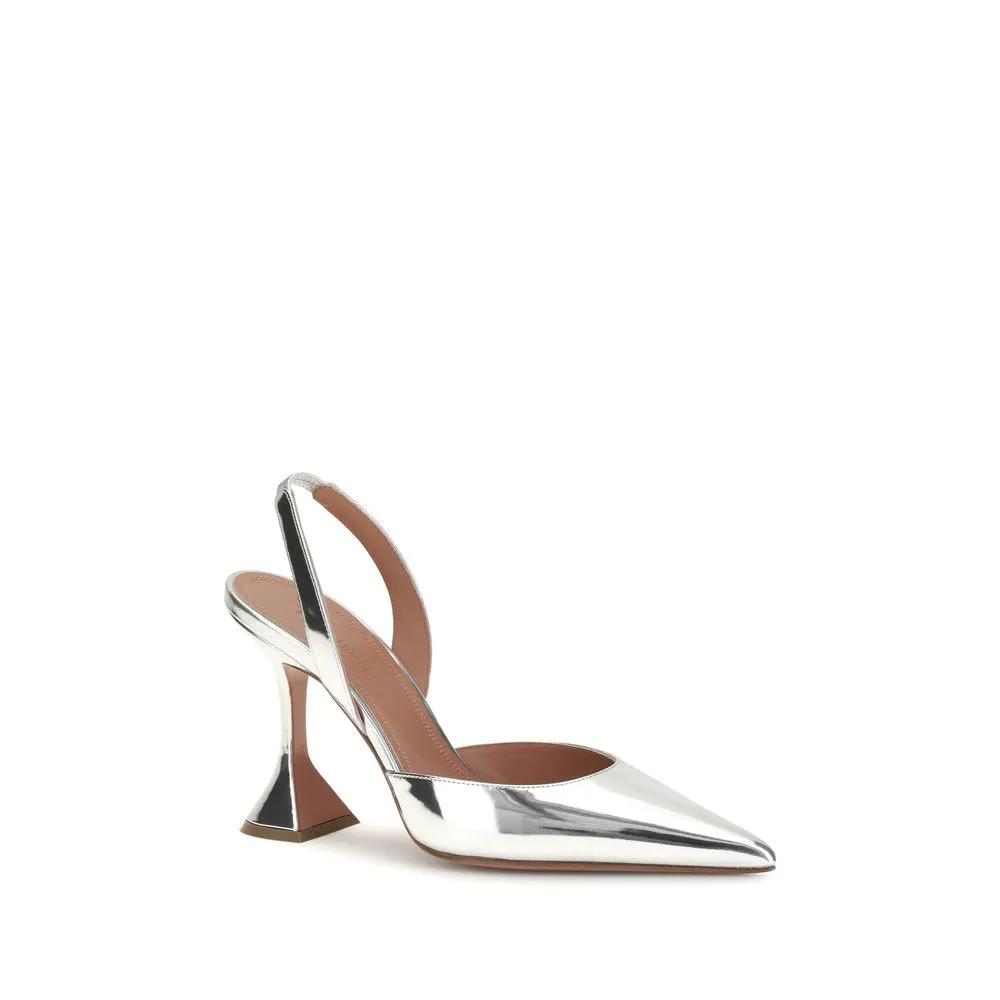 Amina Muaddi Sample Sale | Amina Muaddi Silver Calf Leather Bos Taurus High Heel Pumps - | Designer outlet