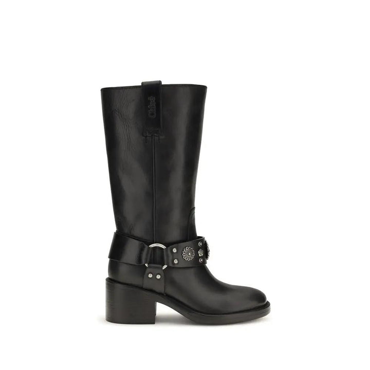 Chloé Sample Sale | Chloé Black Calf Leather Bos Taurus Flat Boots - | Designer outlet