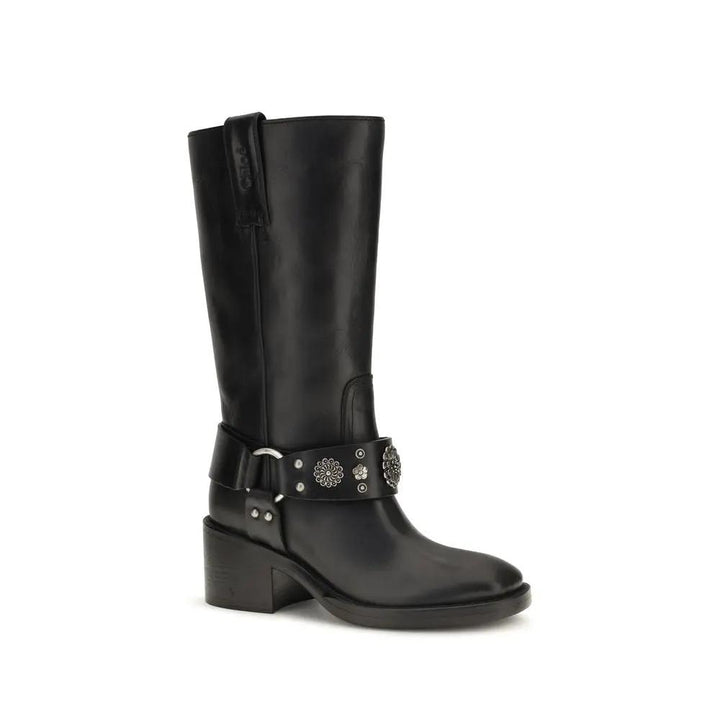 Chloé Sample Sale | Chloé Black Calf Leather Bos Taurus Flat Boots - | Designer outlet