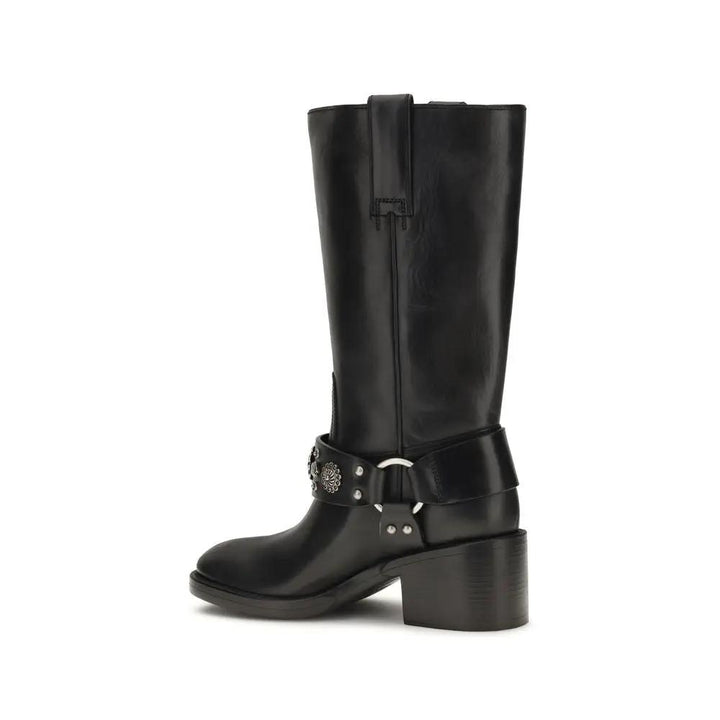 Chloé Sample Sale | Chloé Black Calf Leather Bos Taurus Flat Boots - | Designer outlet