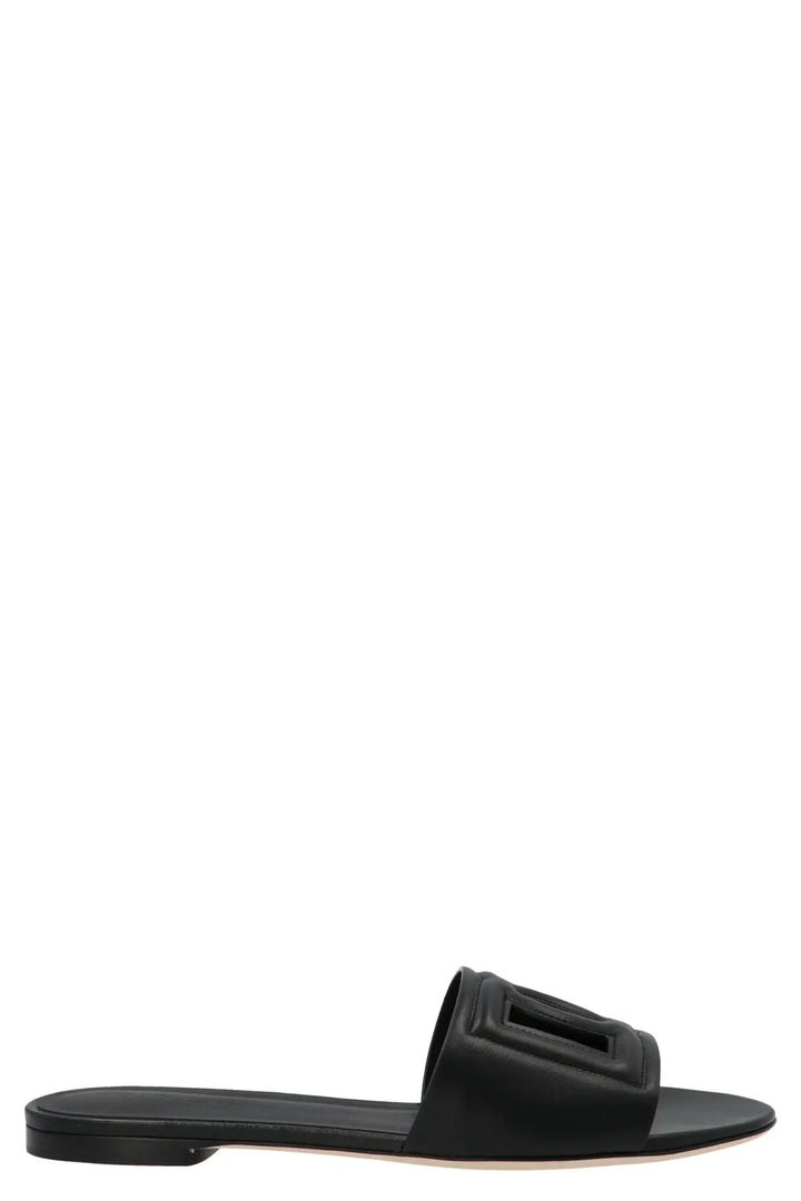 Dolce &amp; Gabbana Sample Sale | Dolce &amp; Gabbana Black Calfskin Slides - | Designer outlet