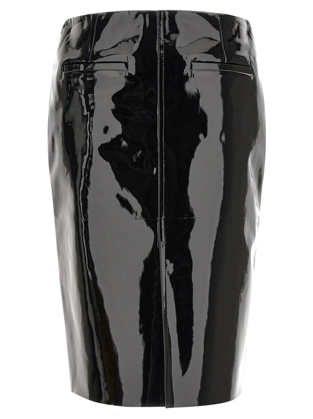 Ferragamo Sample Sale | Ferragamo Black Lamb Leather Midi Skirt - | Designer outlet