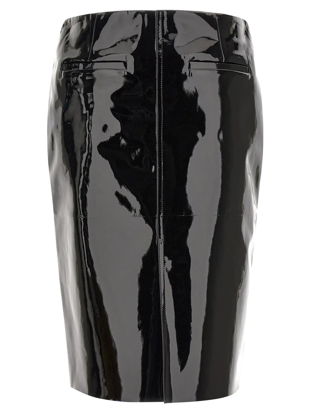 Ferragamo Sample Sale | Ferragamo Black Lamb Leather Midi Skirt - | Designer outlet