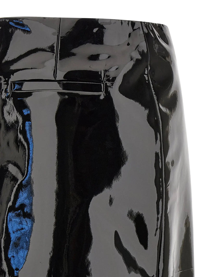 Ferragamo Sample Sale | Ferragamo Black Lamb Leather Midi Skirt - | Designer outlet