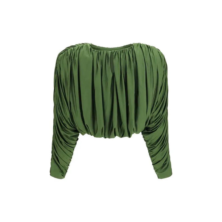 Self-Portrait Sample Sale | Self-Portrait Bicolor Viscose Long Sleeve T-Shirt - | Designer outlet