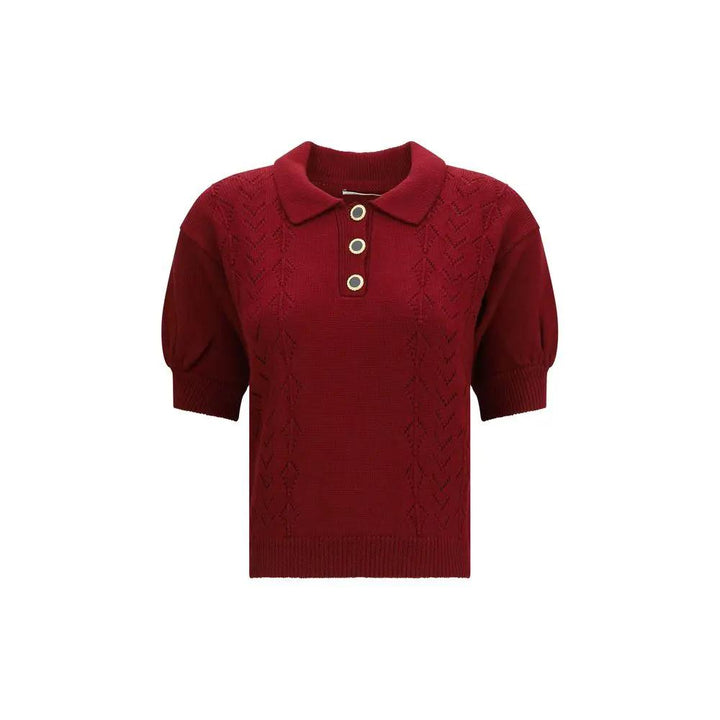 Alessandra Rich Sample Sale | Alessandra Rich Bordeaux Wool Oves Aries Shortsleeve Shirt - | Designer outlet