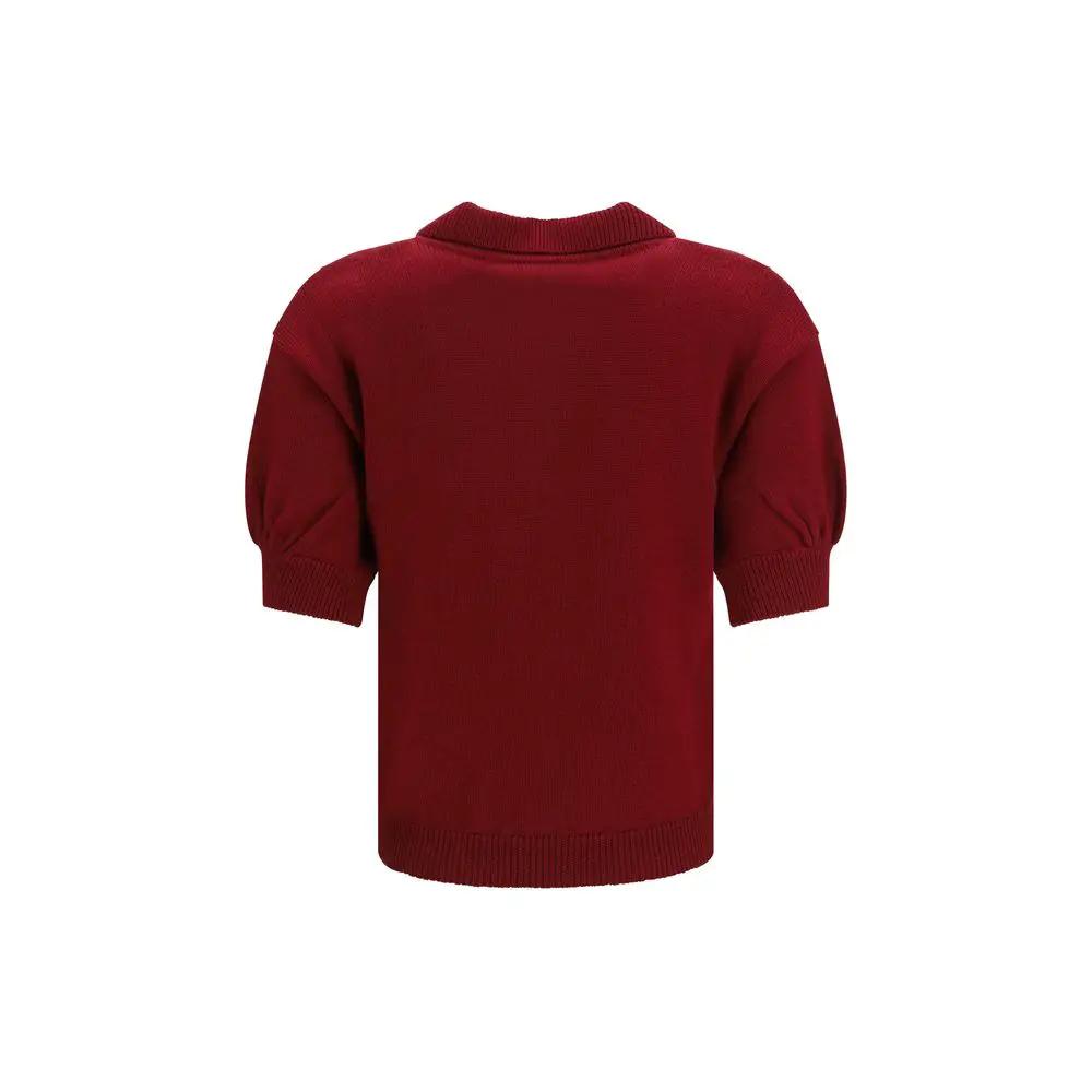 Alessandra Rich Sample Sale | Alessandra Rich Bordeaux Wool Oves Aries Shortsleeve Shirt - | Designer outlet