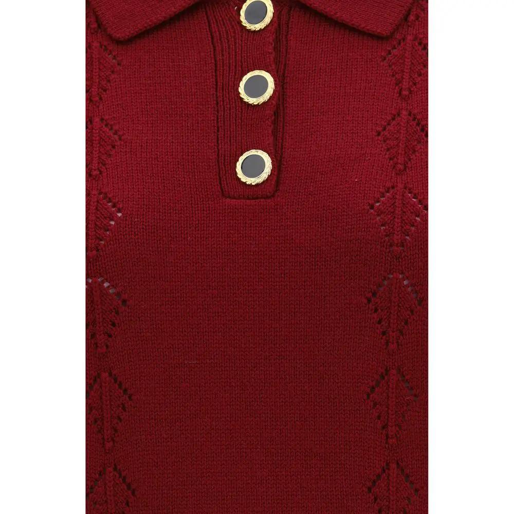 Alessandra Rich Sample Sale | Alessandra Rich Bordeaux Wool Oves Aries Shortsleeve Shirt - | Designer outlet