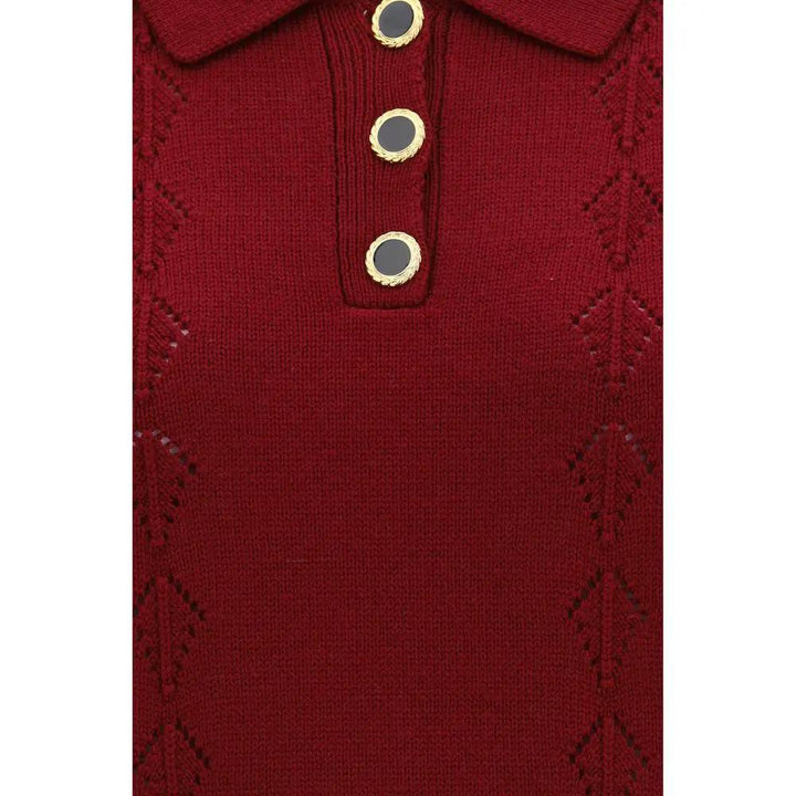 Alessandra Rich Sample Sale | Alessandra Rich Bordeaux Wool Oves Aries Shortsleeve Shirt - | Designer outlet