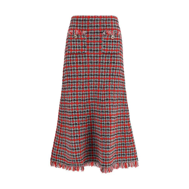 Self-Portrait Sample Sale | Self-Portrait Red Cotton Midi Skirt - | Designer outlet