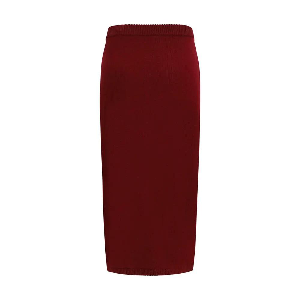 Alessandra Rich Sample Sale | Alessandra Rich Bordeaux Wool Oves Aries Midi Skirt - | Designer outlet