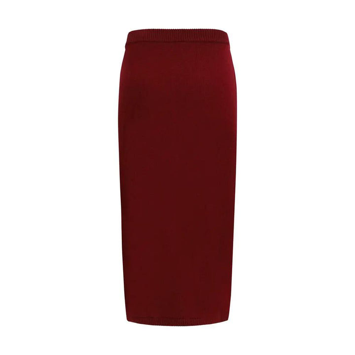 Alessandra Rich Sample Sale | Alessandra Rich Bordeaux Wool Oves Aries Midi Skirt - | Designer outlet