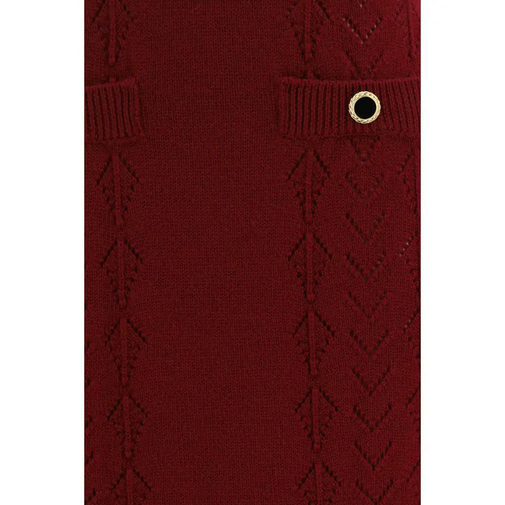 Alessandra Rich Sample Sale | Alessandra Rich Bordeaux Wool Oves Aries Midi Skirt - | Designer outlet