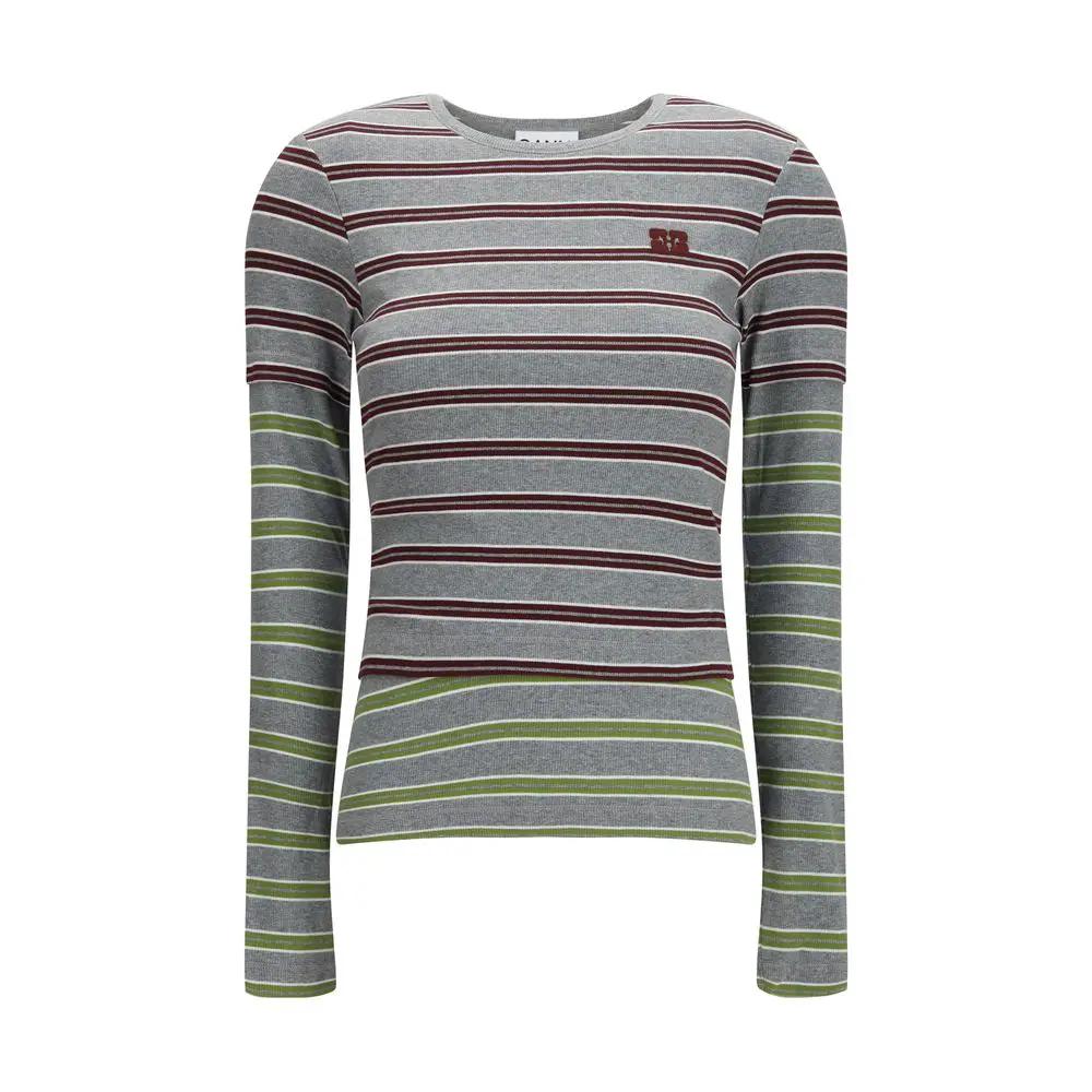 Ganni Sample Sale | Ganni Gray Cotton Long Sleeve T-Shirt - | Designer outlet