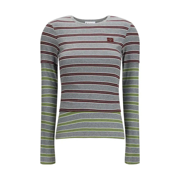 Ganni Sample Sale | Ganni Gray Cotton Long Sleeve T-Shirt - | Designer outlet