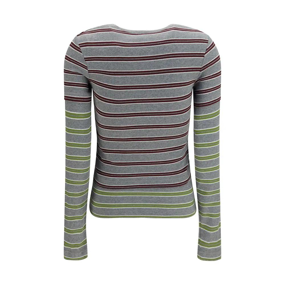 Ganni Sample Sale | Ganni Gray Cotton Long Sleeve T-Shirt - | Designer outlet