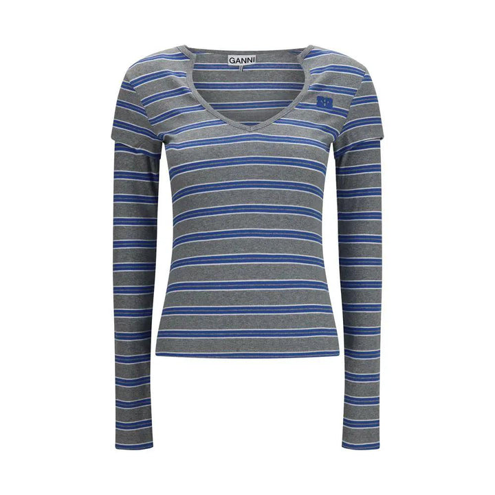 Ganni Sample Sale | Ganni Gray Cotton Long Sleeve T-Shirt - | Designer outlet