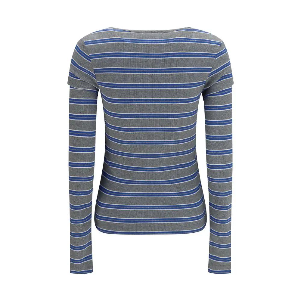 Ganni Sample Sale | Ganni Gray Cotton Long Sleeve T-Shirt - | Designer outlet