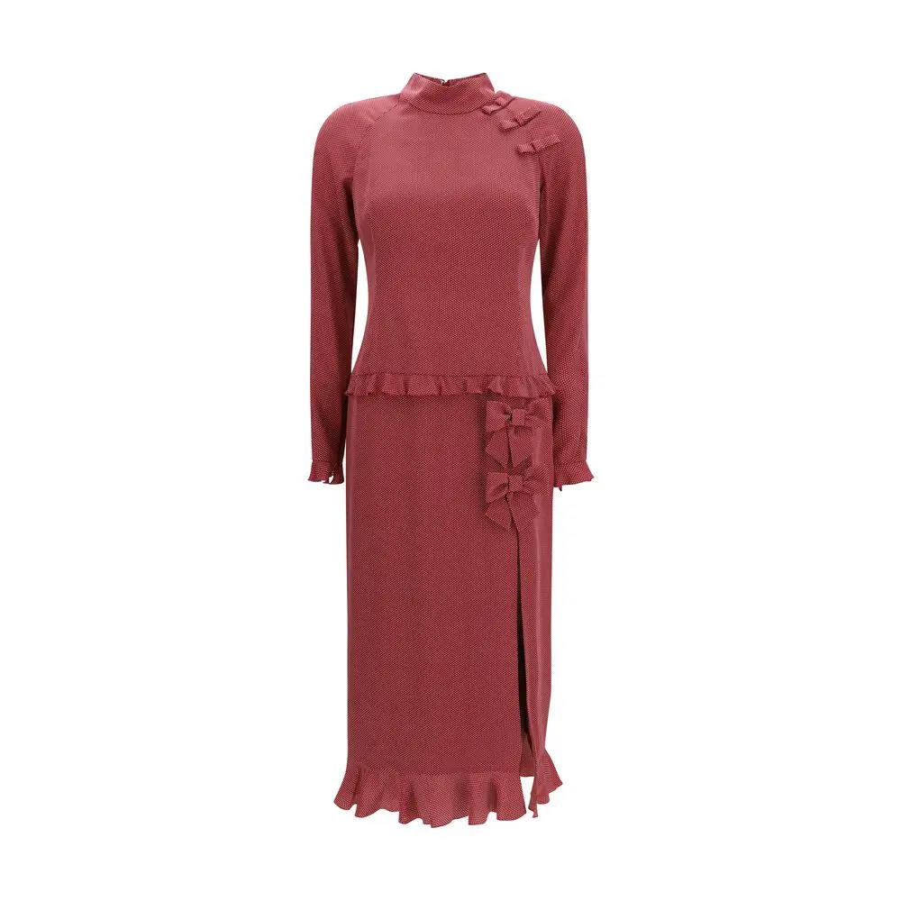 Alessandra Rich Sample Sale | Alessandra Rich Bordeaux Silk Casual Dress - | Designer outlet
