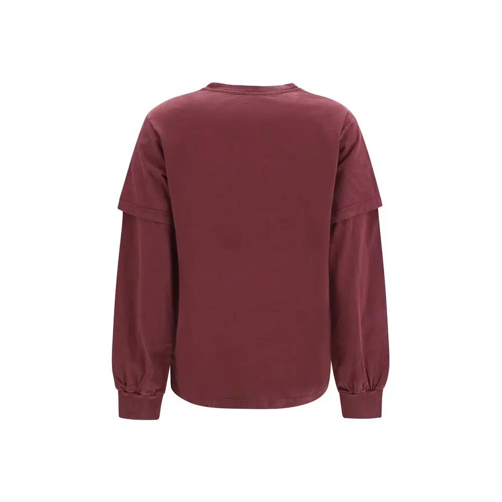 Ganni Sample Sale | Ganni Bordeaux Cotton Long Sleeve T-Shirt - | Designer outlet