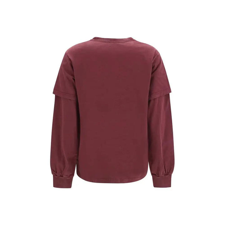 Ganni Sample Sale | Ganni Bordeaux Cotton Long Sleeve T-Shirt - | Designer outlet