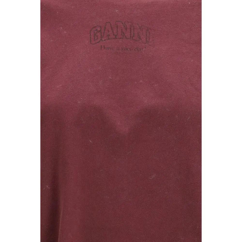 Ganni Sample Sale | Ganni Bordeaux Cotton Long Sleeve T-Shirt - | Designer outlet