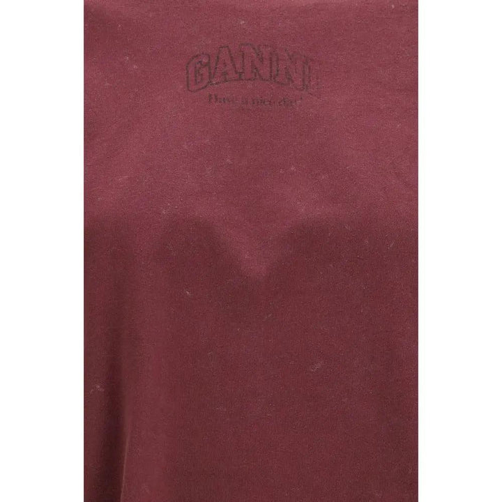 Ganni Sample Sale | Ganni Bordeaux Cotton Long Sleeve T-Shirt - | Designer outlet