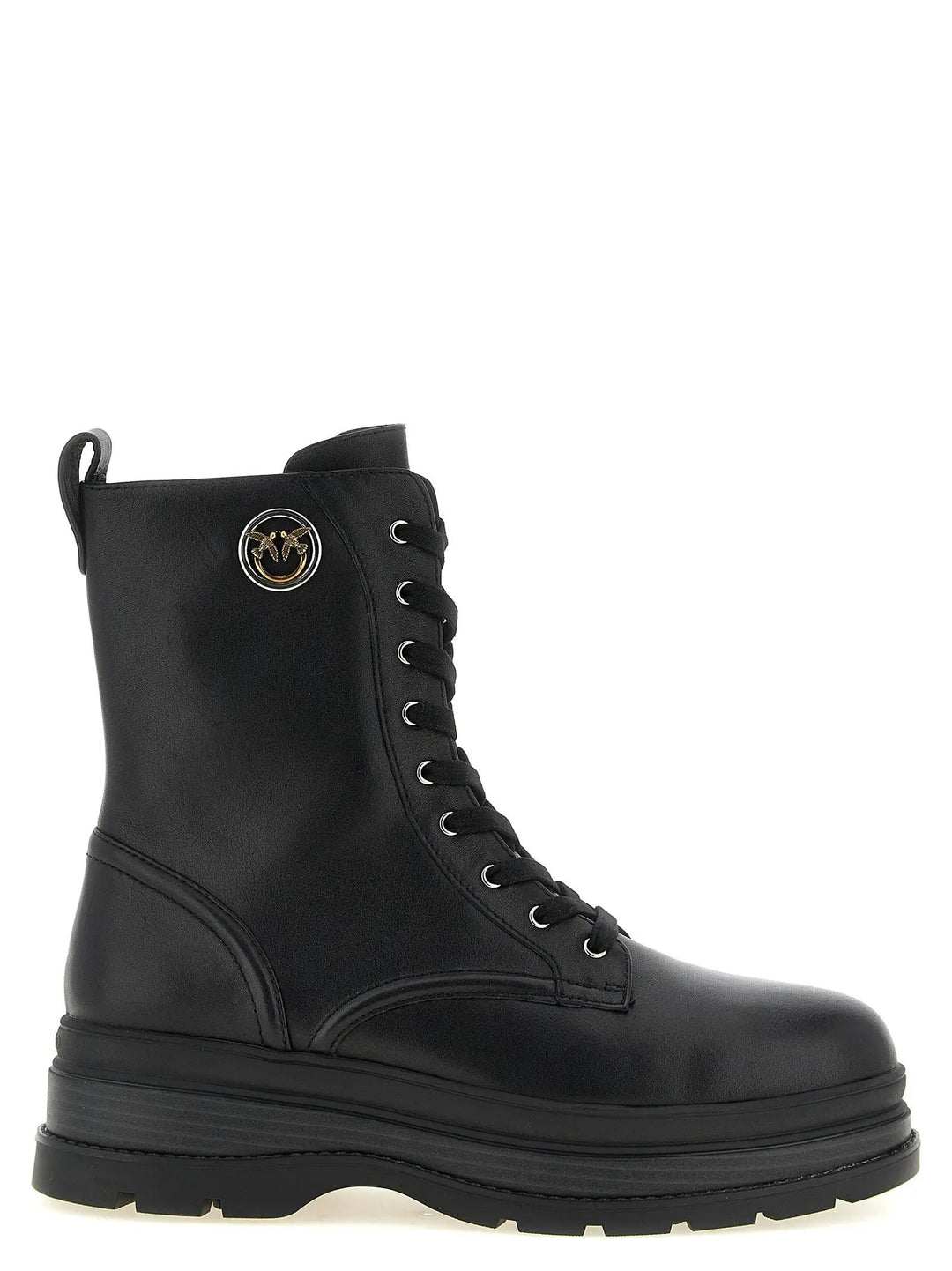 PINKO Sample Sale | PINKO Black Cowhide Lace-Up Boots - | Designer outlet