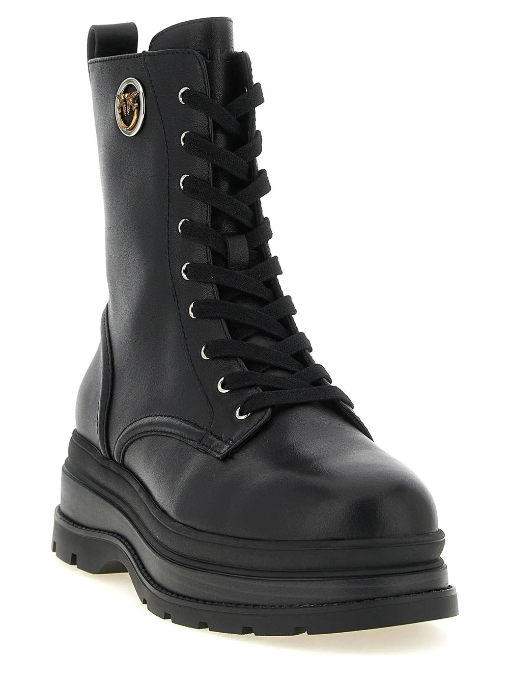 PINKO Sample Sale | PINKO Black Cowhide Lace-Up Boots - | Designer outlet