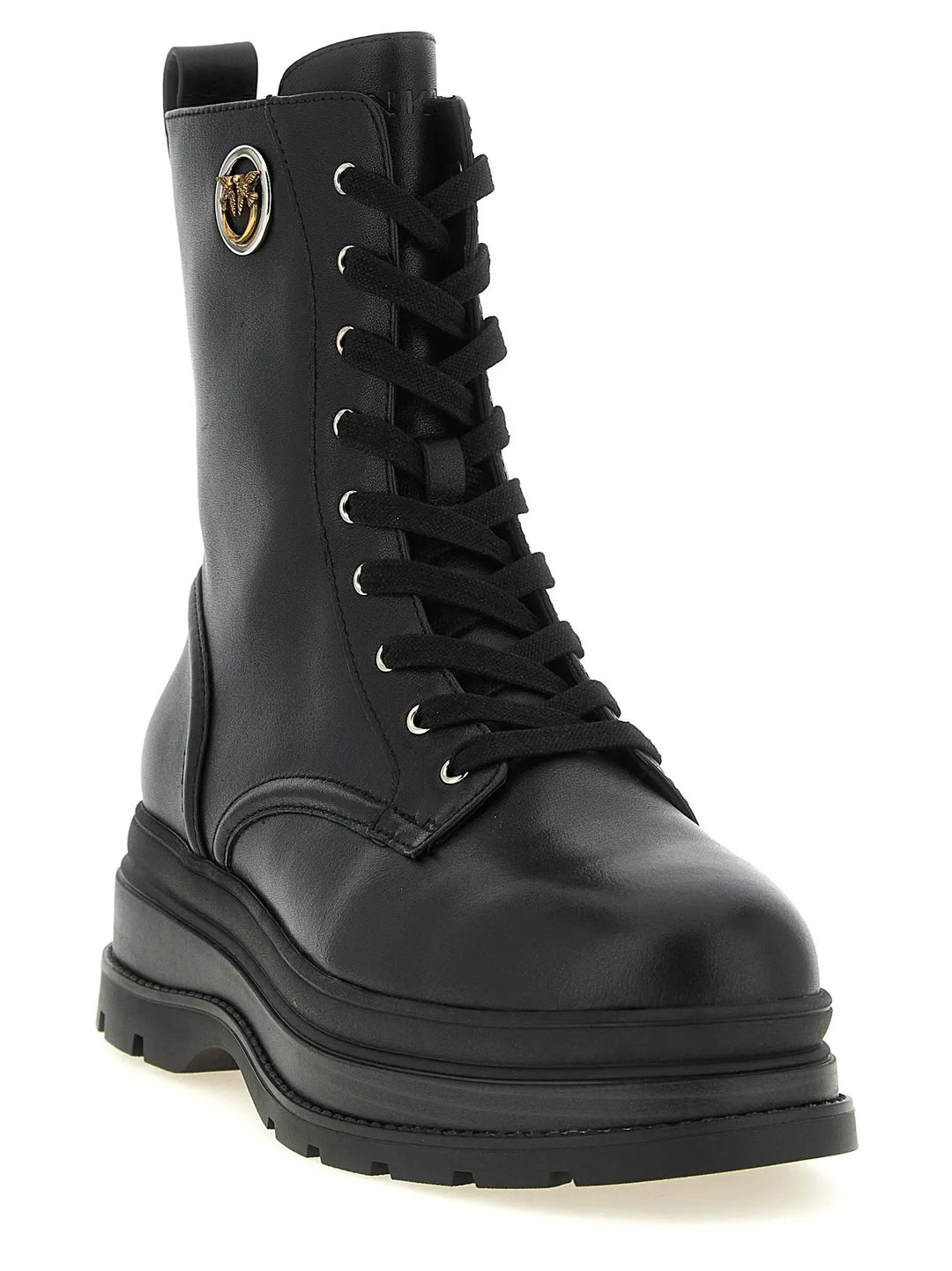 PINKO Sample Sale | PINKO Black Cowhide Lace-Up Boots - | Designer outlet