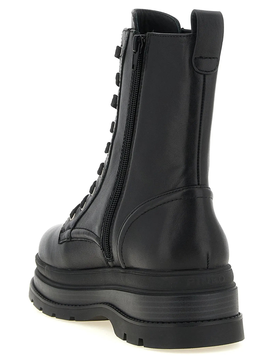 PINKO Sample Sale | PINKO Black Cowhide Lace-Up Boots - | Designer outlet